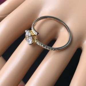 Avon 925 NVC SIGNED Sterling Silver Princess Cut CZ Engagement Ring